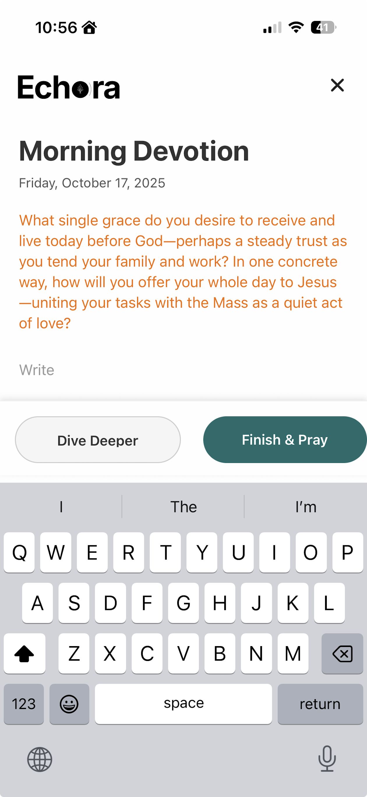 Echora morning devotion interface